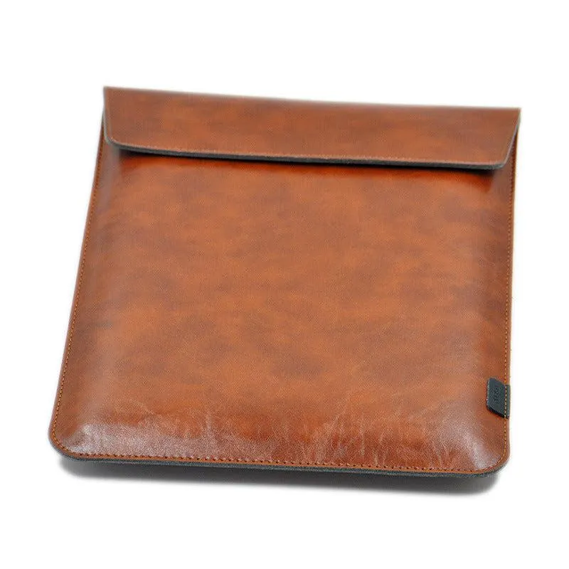 Vintage Leather Laptop Sleeve With Power Pouch
