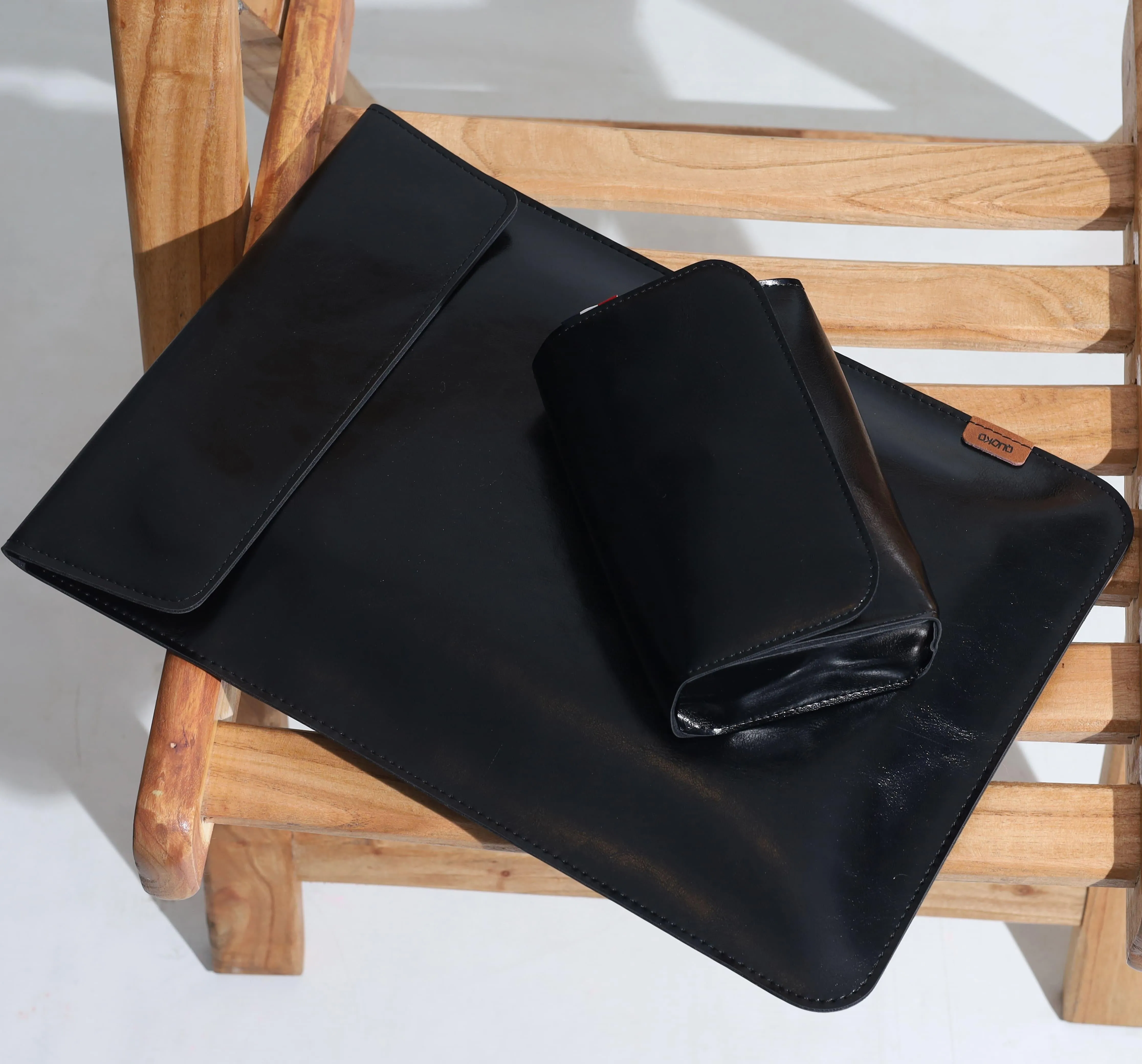 Vintage Leather Laptop Sleeve With Power Pouch
