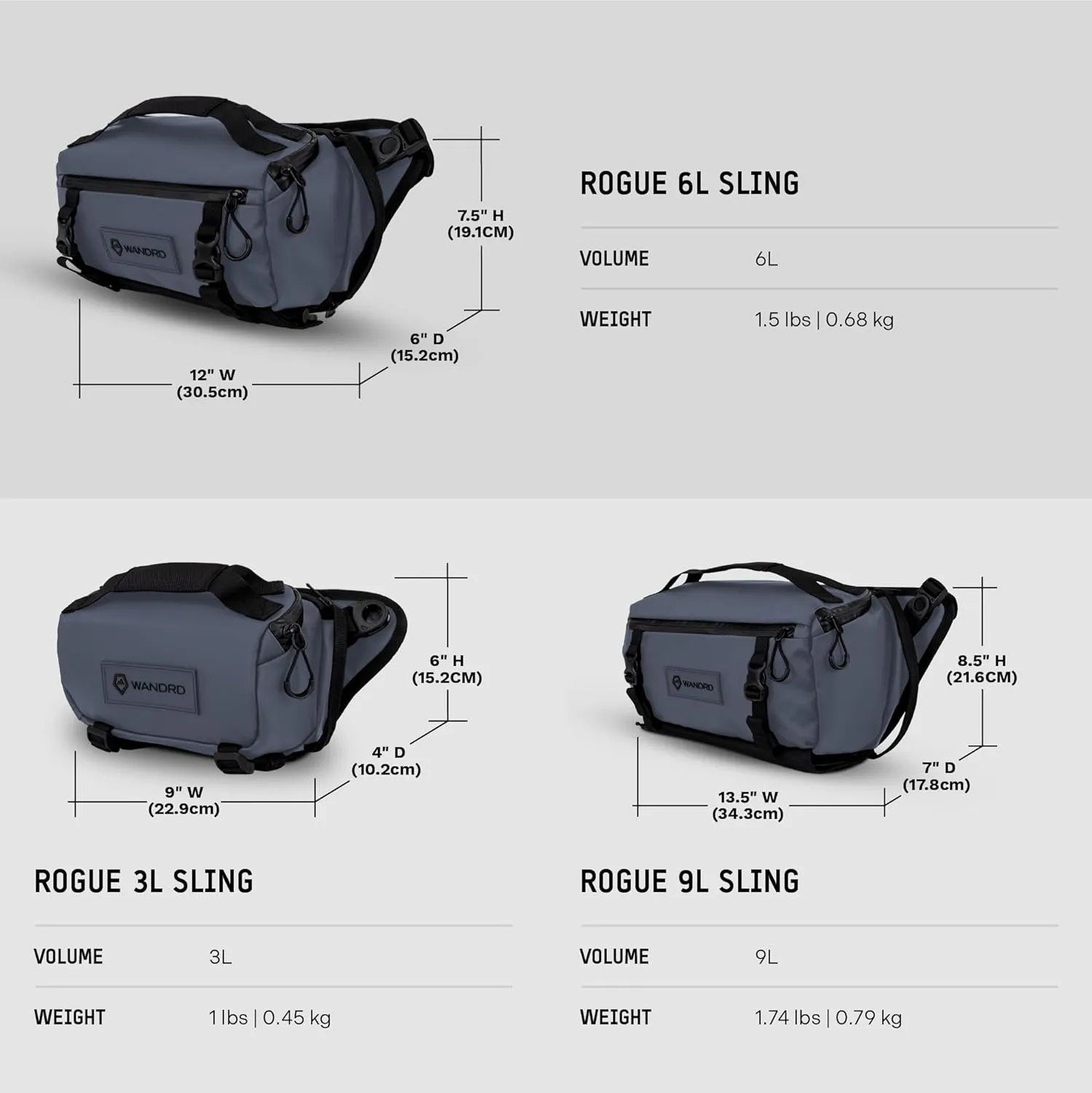 WANDRD ROGUE 9L Sling: Compact Camera Sling and Crossbody Bag with Fast Access, 3-Way Carry Lightweight Everyday Bag Great for Travel, Photography, and Daily Use (Aegean Blue)
