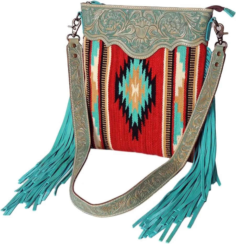 Western Women's Handbag: American Darling Saddle Blanket Leather Crossbody Purse