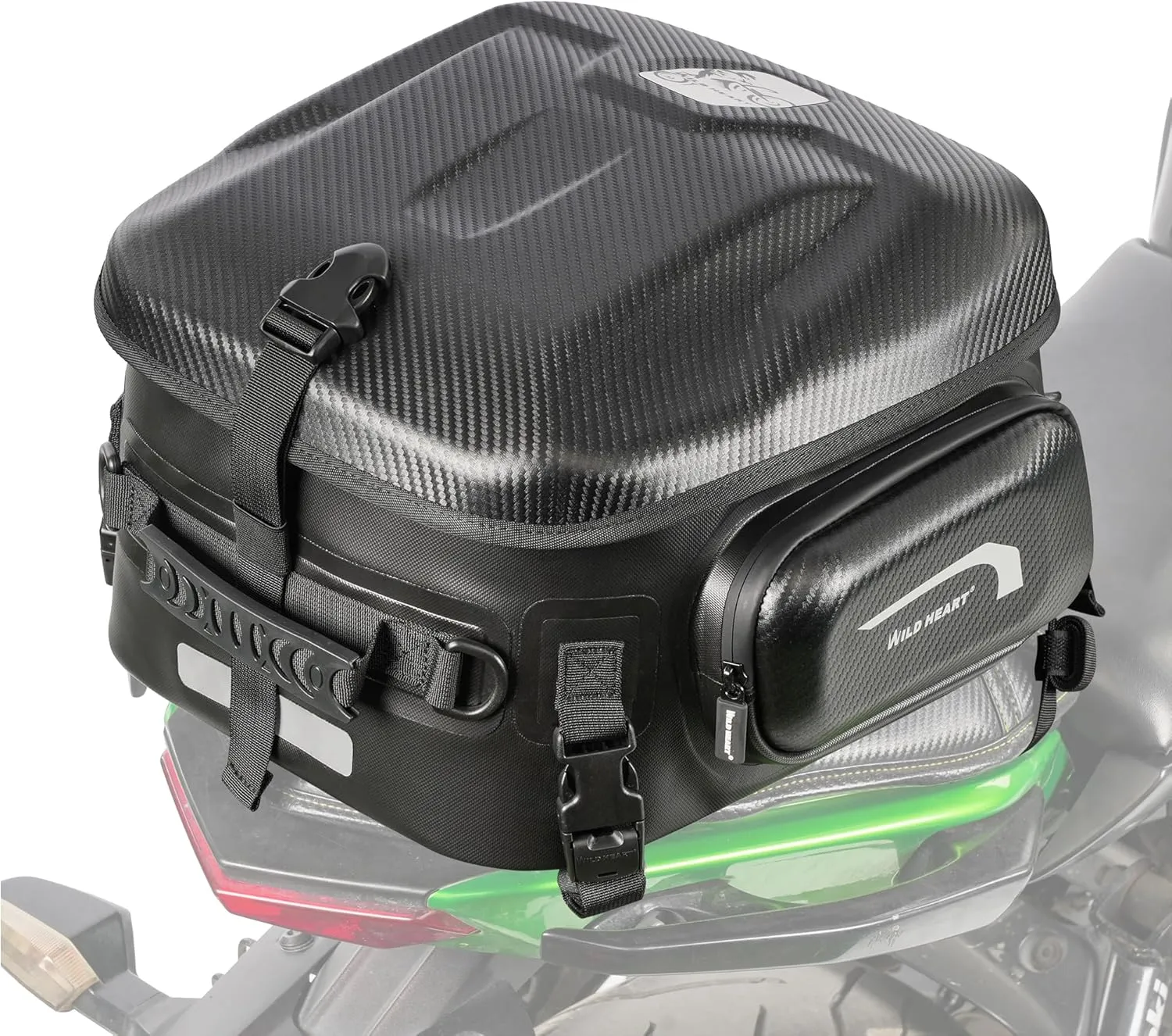 WILD HEART Motorcycle Tail Bag Hard Shell with Expandable Capacity 24L-34L Waterproof Wear-Resistant Hold Helmet Rear Seat Bag