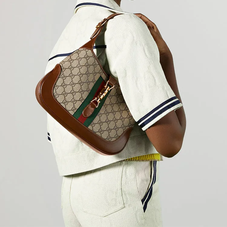 (WMNS) Gucci Jackie 1961 SeriesSingle Shoulder Bag Small Red/ Green Stripes Tape 636706-HUHHG-8565