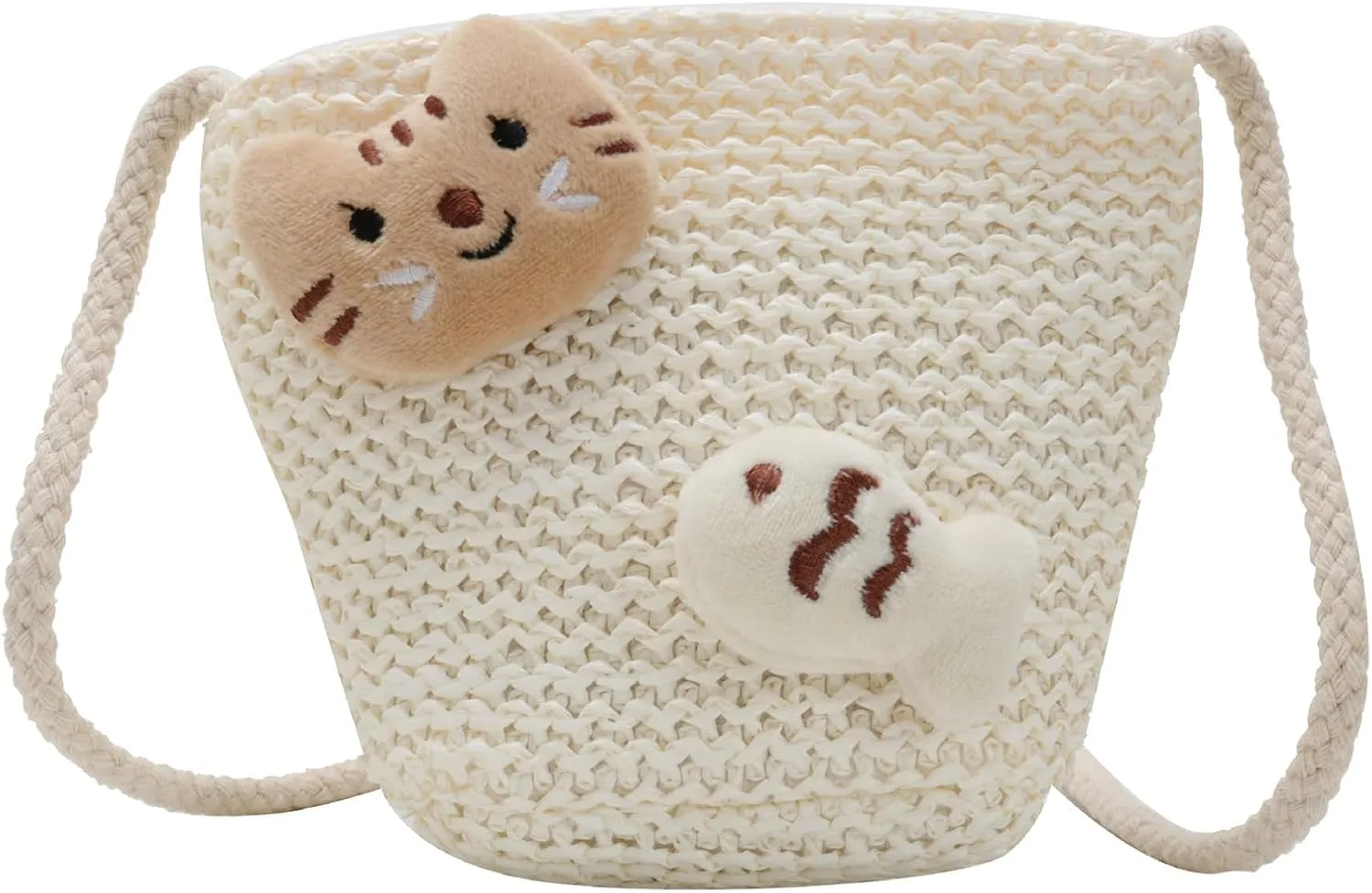 Women Girls Mini Crochet Crossbody Purse, Cute Straw Beach Shoulder Bag Small Wallet Pouch Hangbag