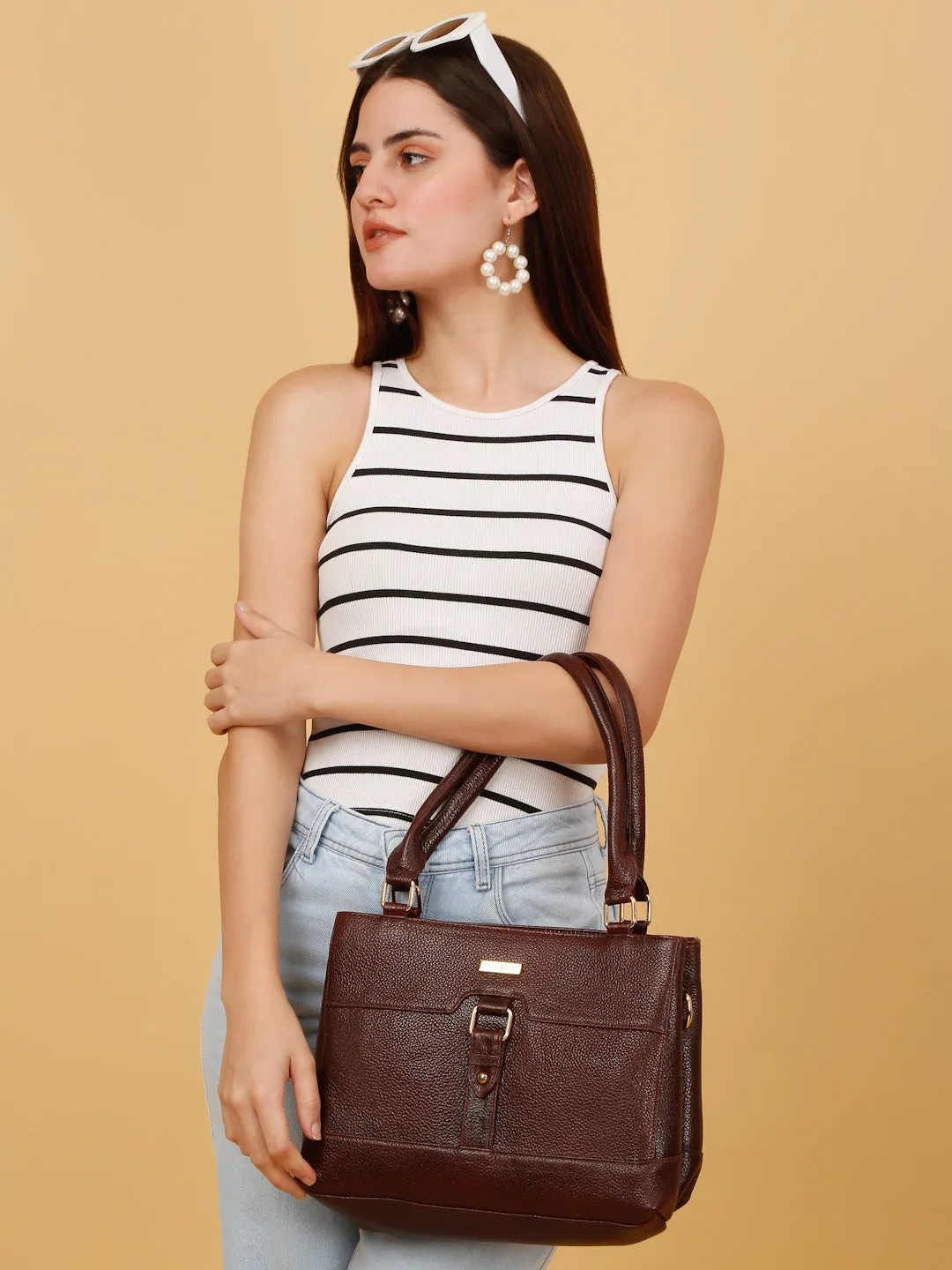 Women's Textured Leather Structured Bag