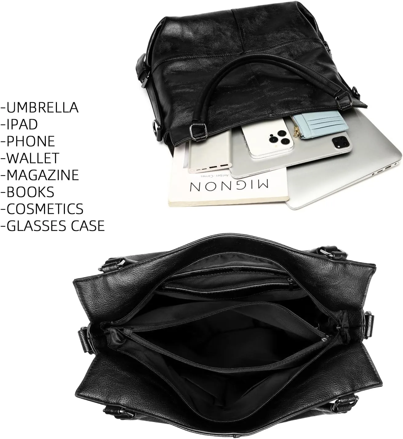 Women's Tote foreskin and leather work handbag, crossbody bag, large capacity shoulder bag