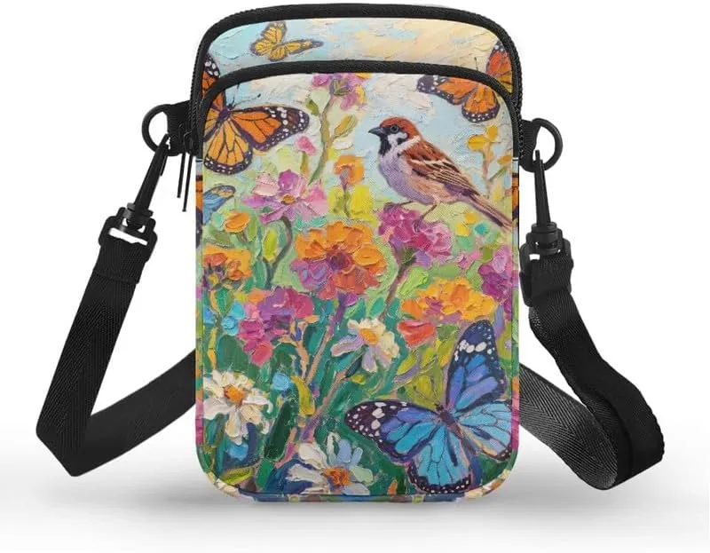 Zip Small Crossbody Bag for Women, Cartoon Cats Puppy Small Crossbody Phone Purse Wallet Bag Shoulder Fanny Pack
